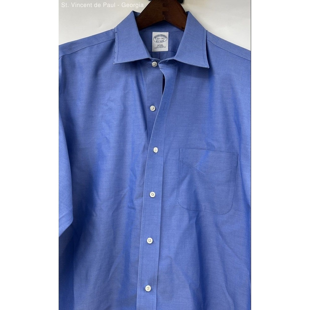 Brooks Brothers Long Sleeve Button Down Shirt Men's 16.5x34 Blue Business